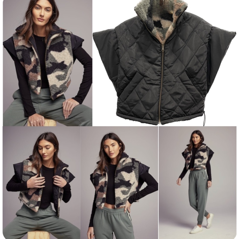 Sundays Quilted Vest with Camouflage Pattern new